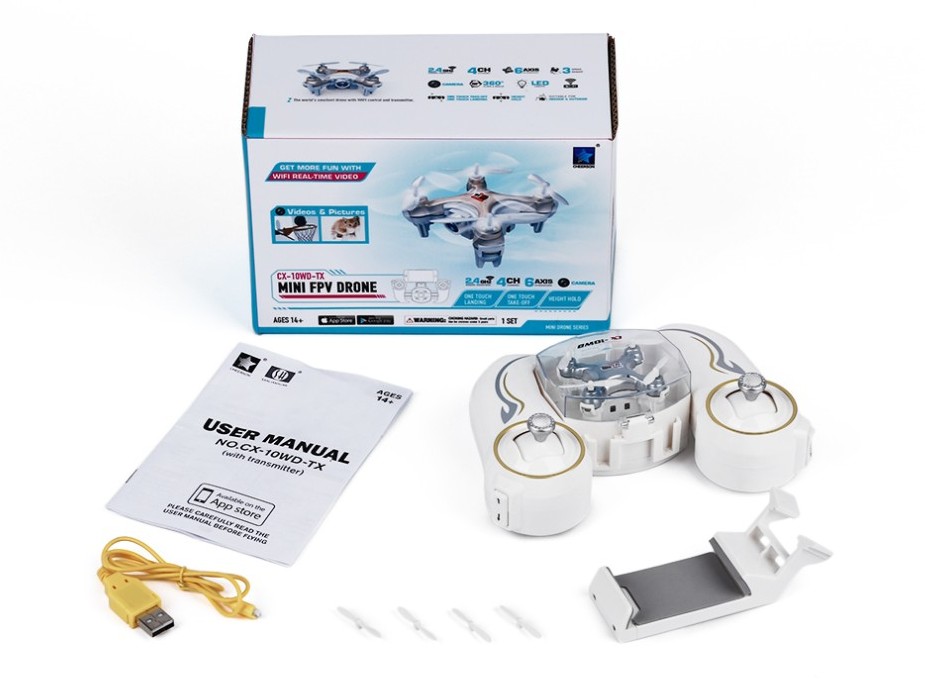 фото Квадрокоптер нано р/у Cheerson CX-10WD-TX с камерой Wi-Fi (розовый)