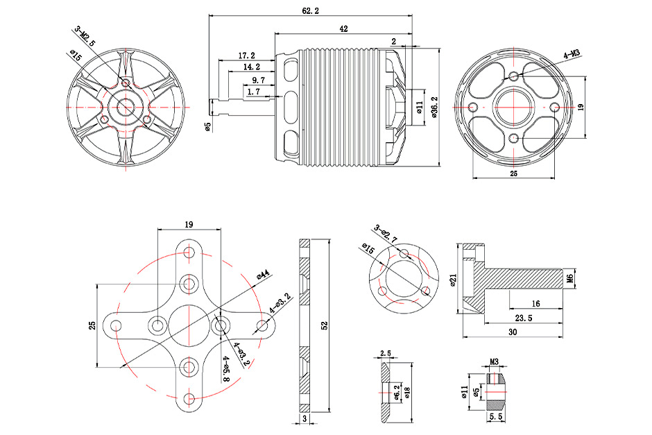 фото Мотор T-Motor AS2820 KV880 3-4S 626W для самолетов