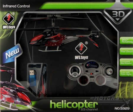 фото Вертолёт на радиоуправлении 3-к WL Toys S929 с автопилотом (красный)
