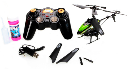 фото Вертолёт на радиоуправлении 3-к WL Toys V757 BUBBLE мыльные пузыри (зелёный)