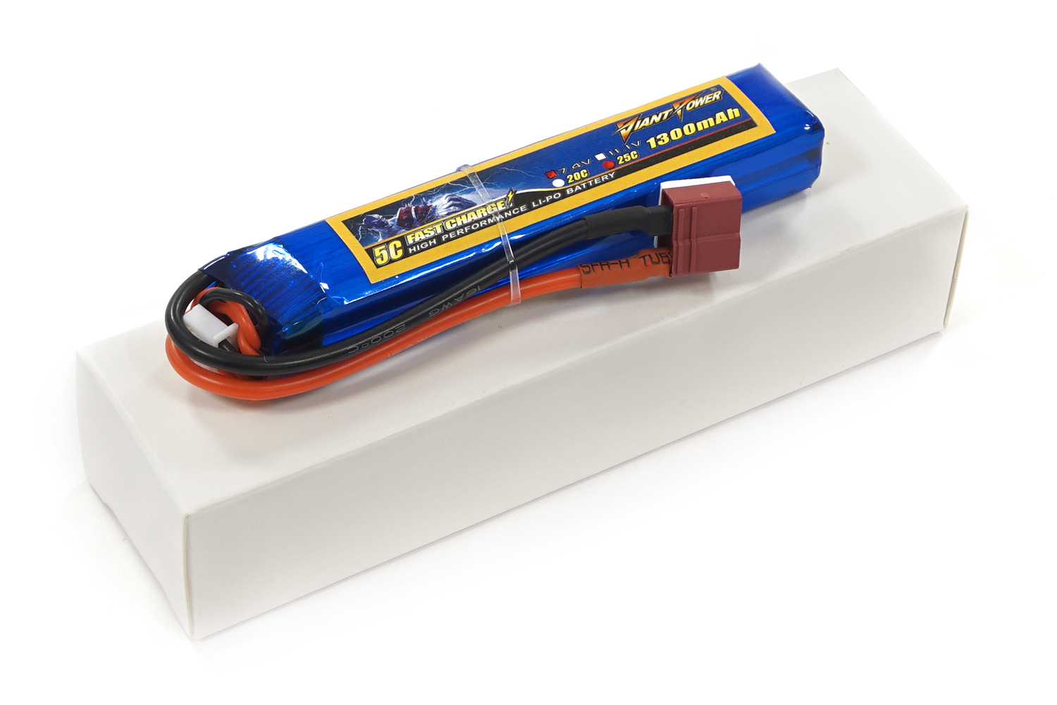 фото Аккумулятор для страйкбола Giant Power (Dinogy) Li-Pol 1300 мАч 7.4 В 103x20x16 мм T-Plug 25C