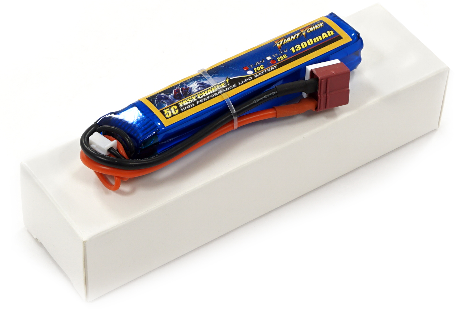фото Аккумулятор для страйкбола Giant Power (Dinogy) Li-Pol 1300 мАч 7.4 В 95x18,5x17 мм T-Plug 25C