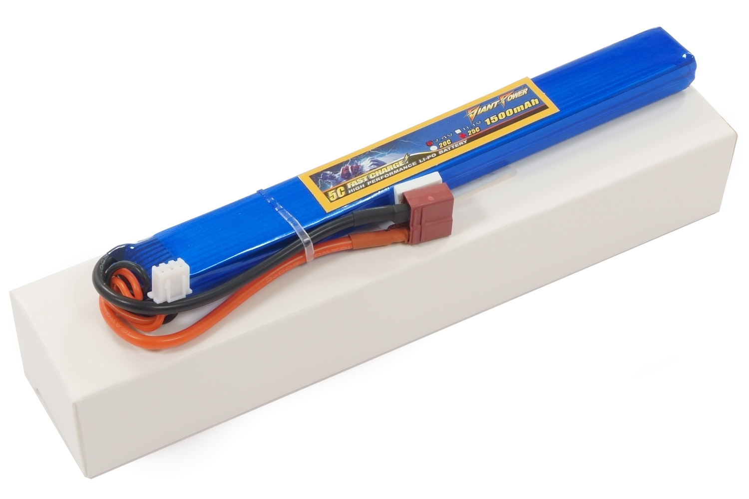 фото Аккумулятор для страйкбола Giant Power (Dinogy) Li-Pol 1500 мАч 7.4 В 167x19x15 мм T-Plug 25C