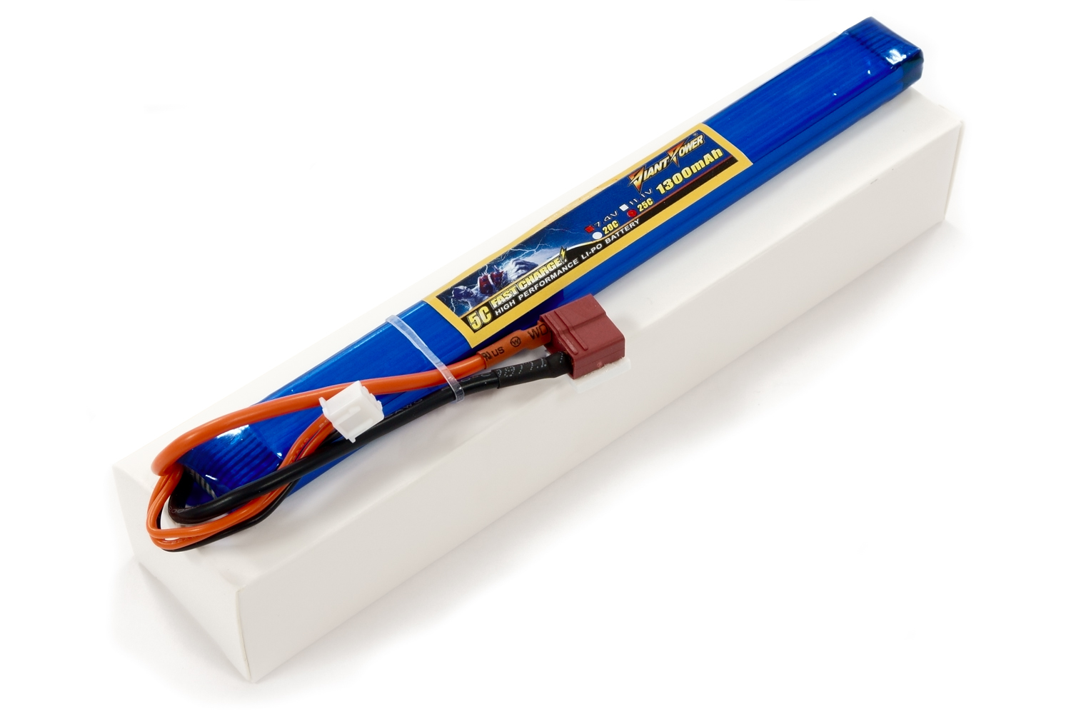 фото Аккумулятор для страйкбола Giant Power (Dinogy) Li-Pol 1300 мАч 7.4 В 190x17x12 мм T-Plug 25C