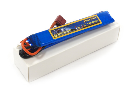 фото Аккумулятор для страйкбола Giant Power (Dinogy) Li-Pol 1300 мАч 7.4 В 130x21x6,5 мм T-Plug 25C